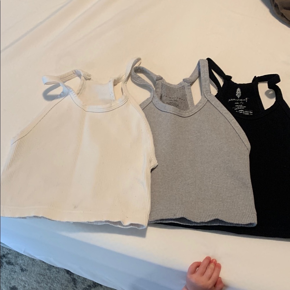 Women's Ribbed Tank Top Set - White, Gray, and Black